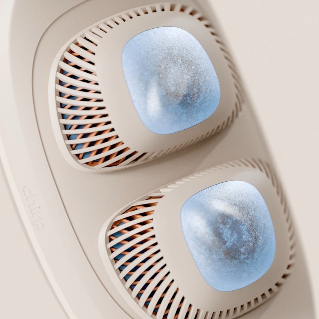 Close-up of the ThermaTouch nodes frosted cool blue
